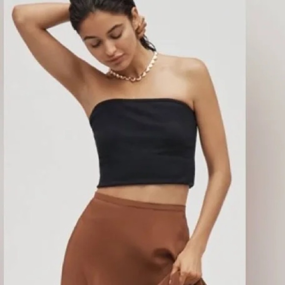Anthropologie Strapless Crop Top Black Tube Top